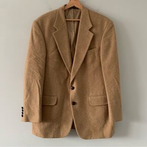Lands' End Beige Lambs Wool Camel Hair Mens Suit Jacket Blazer 41 R‎ Made in USA